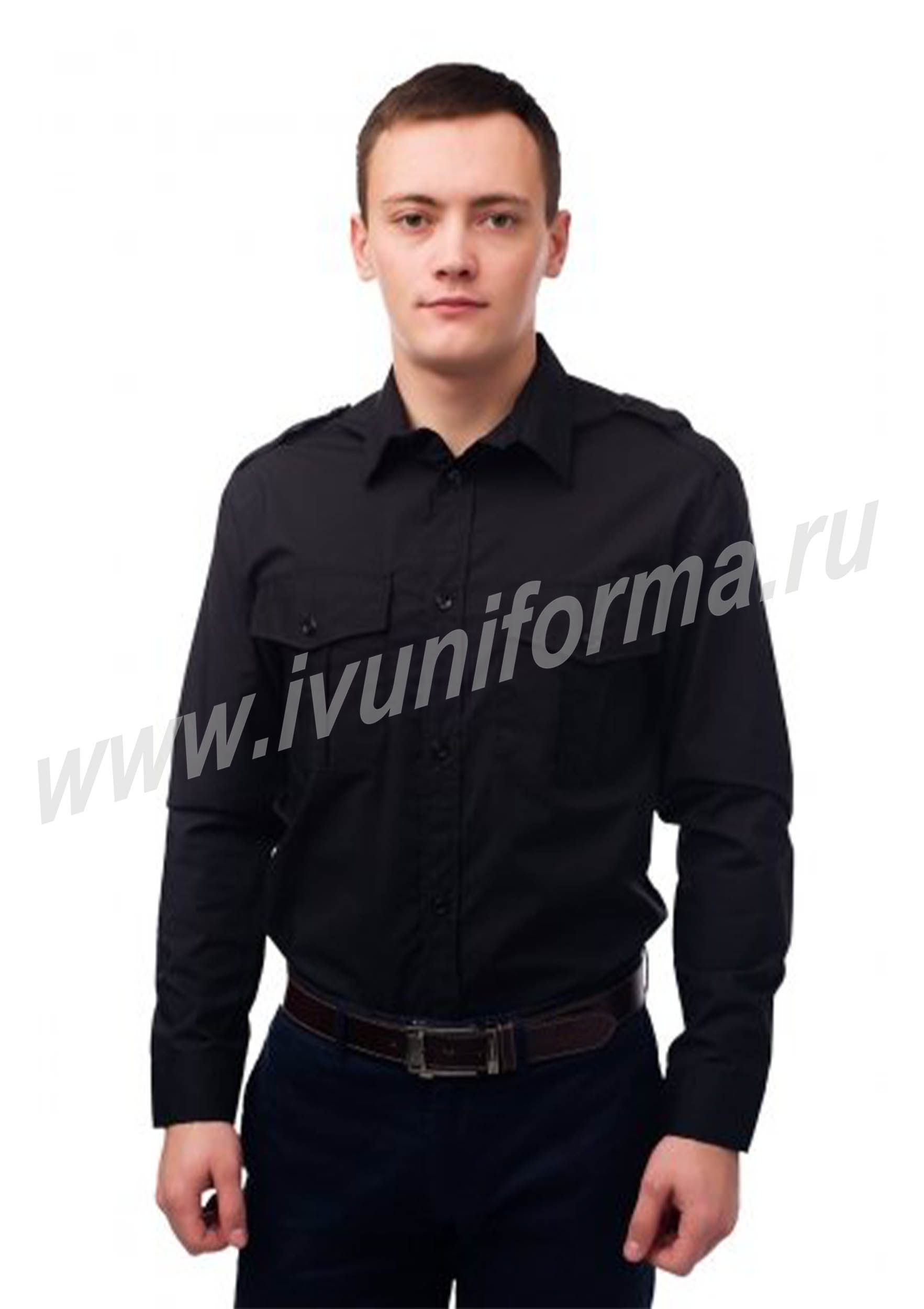 Рубашка охранника в заправку дл. рукав (черная)