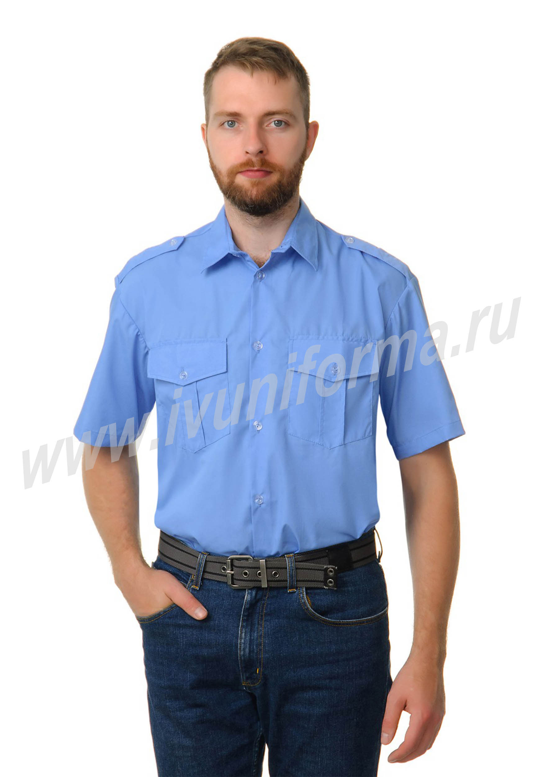 Рубашка охранника в заправку кор. рукав (голубая)