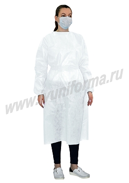 Халат одноразовый с поясом (плотность 40 гр/кв.м)