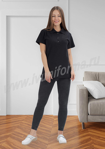 Рубашка - поло черная женская (короткий рукав)